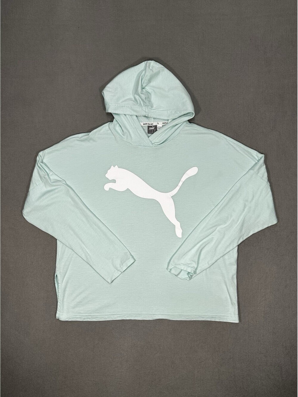 Puma Lightweight Hoodie Womens Large Mint Green Athletic Pullover Logo